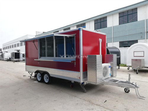 American standard box type food truck concession trailer with sliding glass window