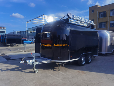 Airstream type pizza trailer 450cm fully black painted