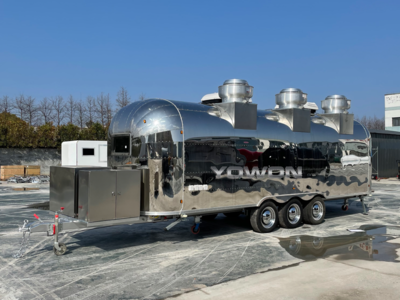 3 axles 7.4 Airstream model shiny food trailer American food truck