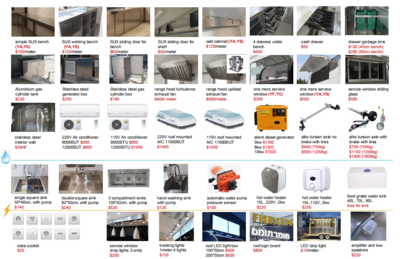 Customization for trailer body, sink, bench, drawers, lights, window, color